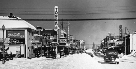 Wall Street in winter 1940s